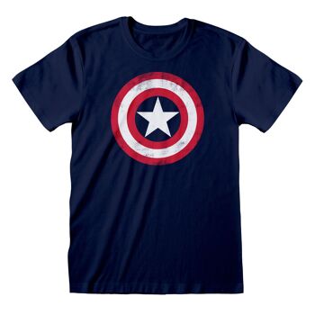 Marvel Avengers Assemble Captain America Distressed Shield T-shirt pour adultes 1