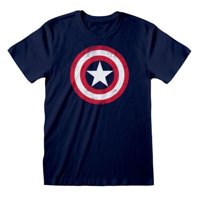 Marvel Avengers Assemble Captain America Distressed Shield Adults T-Shirt
