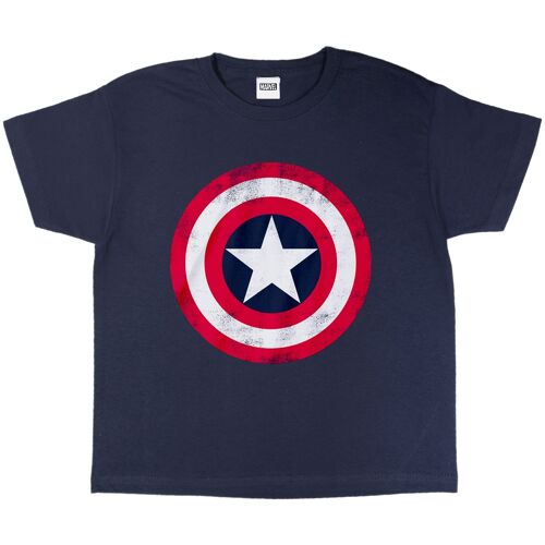 Marvel Avengers Assemble Captain America Distressed Shield Kids T-Shirt