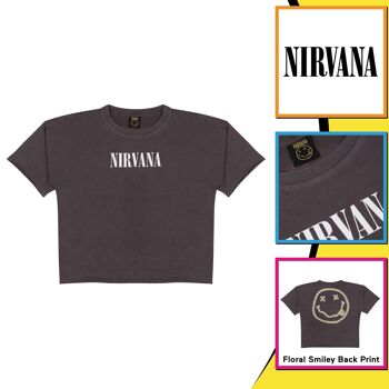 Nirvana Daisies Smiley Face T-shirt coupe boyfriend pour femme - S 3