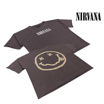 Nirvana Daisies Smiley Face T-shirt coupe boyfriend pour femme - S 4