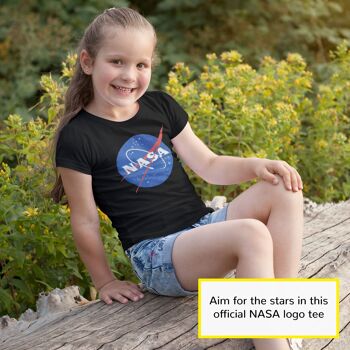 T-shirt pour fille à imprimé métallisé NASA Classic Logo 4