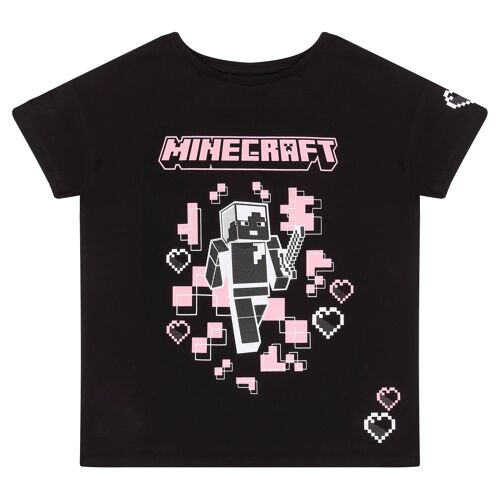 Minecraft Hearts Creeper Girls T-Shirt