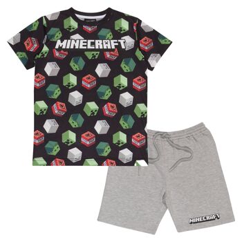 Minecraft 3D Creeper TNT Skeleton Zombie Ensemble short et t-shirt pour enfant 1