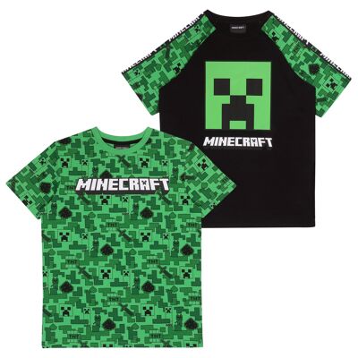 Minecraft Creeper Blocks - Camiseta para niños, paquete doble
