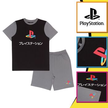 Pyjama court pour enfants PlayStation avec logo japonais contrasté 3