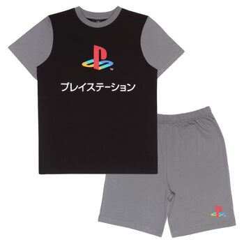 Pyjama court pour enfants PlayStation avec logo japonais contrasté 1