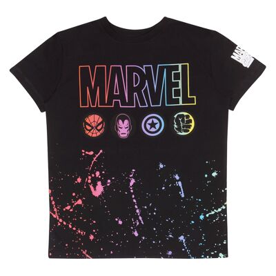 T-shirt per bambini con icone macchiate di vernice Marvel Comics
