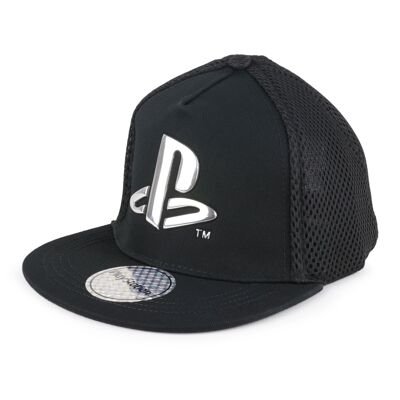 PlayStation Snapback-Kappe mit PS-Logo in Metallic-Optik für Kinder