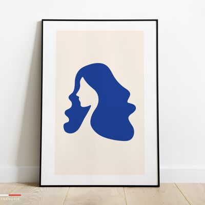 Affiche visage minimaliste bleu - Poster minimaliste déco
