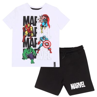 Set di pantaloncini e t-shirt per bambini Marvel Comics Avengers Action Poses
