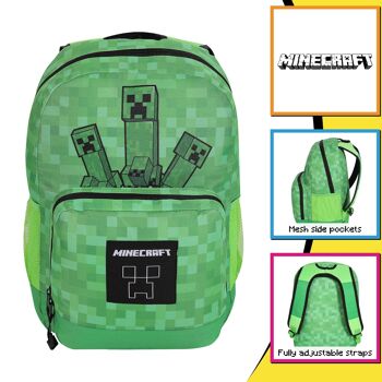 Sac à dos enfant Minecraft Three Creepers 3