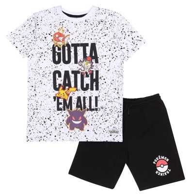 Conjunto de camiseta y pantalones cortos para niños Pokemon Catch Em All Allover