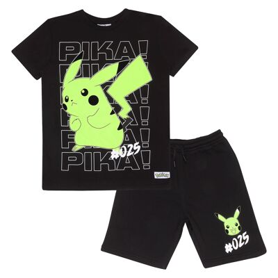 Conjunto de camiseta y pantalones cortos para niños con cinta Pokemon Catch 'em