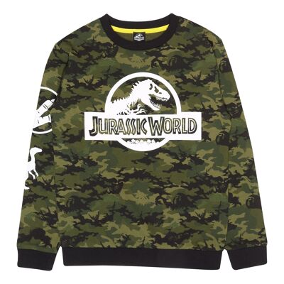 Sudadera de cuello redondo para niños de camuflaje oscuro de Jurassic World