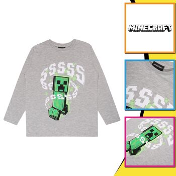 Minecraft Sssss Creeper T-shirt manches longues enfant 3