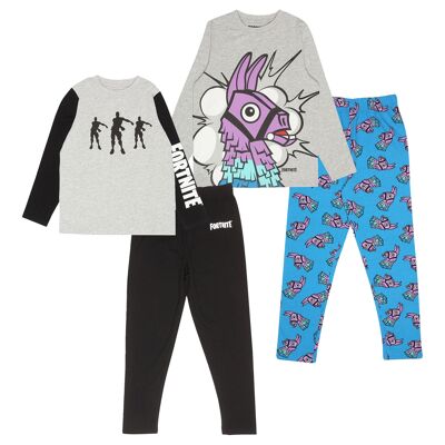 Fortnite Emotes und Lama Langer Pyjama für Kinder, Doppelpack