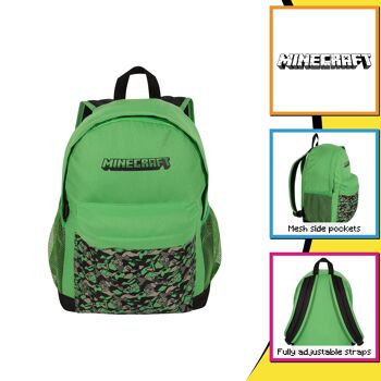 Sac à dos pour enfant Minecraft Camo Creeper 2