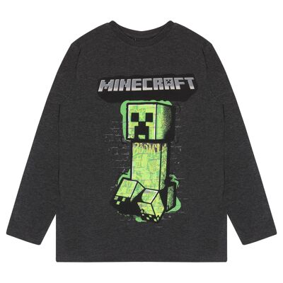 Maglietta a maniche lunghe per bambini Minecraft Chasing Creeper