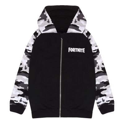 Fortnite Hoodie mit Reißverschluss in weißer Tarnfarbe für Kinder