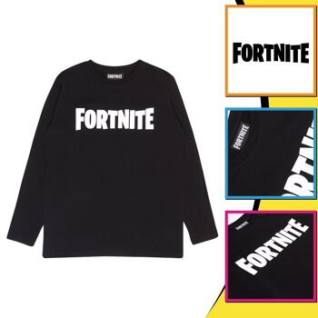 T-shirt manches longues enfant Fortnite Text Logo - 7-8 ans - Noir 4