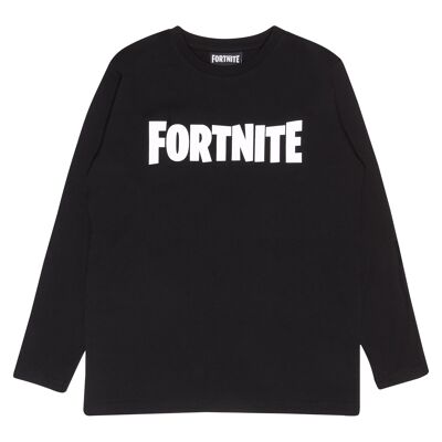 Camiseta de manga larga para niños Fortnite Text Logo - 9-10 años - Negro