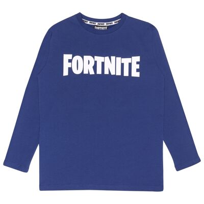 Camiseta de manga larga para niños Fortnite Text Logo - 9-10 años - Azul marino