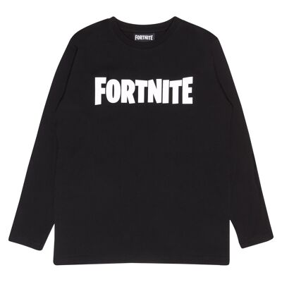 Fortnite Text Logo Kids Long Sleeve T-Shirt - 12-13 Years - Black