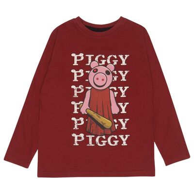 Camiseta de manga larga para niños con bate de béisbol Piggy