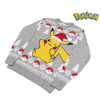 Pokemon Pikachu Bonnet de Noel Noël Adultes Pull Tricoté 4