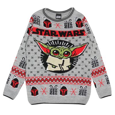 Star Wars The Mandalorian The Child Christmas Kids Knitted Jumper - 5-6 Years