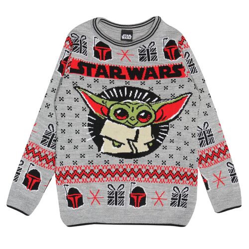 Star Wars The Mandalorian The Child Christmas Kids Knitted Jumper - 9-10 Years