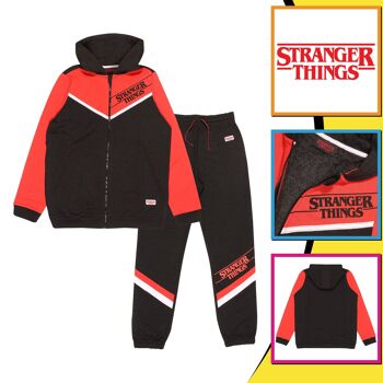 Ensemble sweat à capuche zippé et bas de jogging Stranger Things Text Logo pour enfant 3