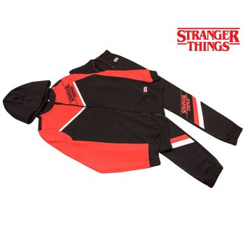 Ensemble sweat à capuche zippé et bas de jogging Stranger Things Text Logo pour enfant 4