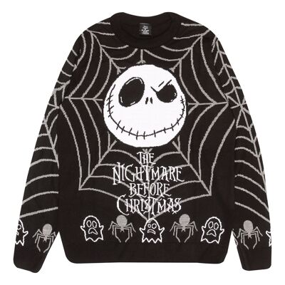Disney The Nightmare Before Christmas Jack Spider Web Adults Knitted Jumper