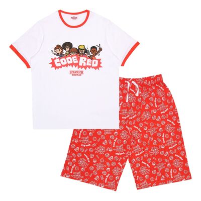 Stranger Things Code Rote Zeichentrickfiguren, kurzes Pyjama-Set für Erwachsene