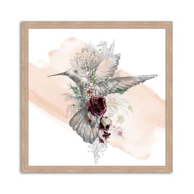 Design-Poster gerahmt: Kolibri 30x30cm, Bild, Wandbild, Wanddekoration