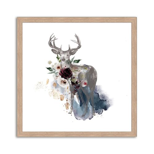 Design-Poster gerahmt: Hirsch 30x30cm, Bild, Wandbild, Wanddekoration