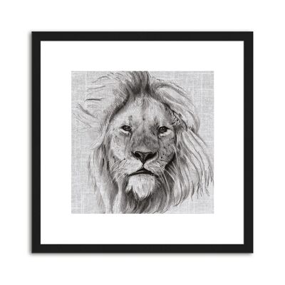 Framed design poster: lion 30x30cm, picture, mural, wall decoration