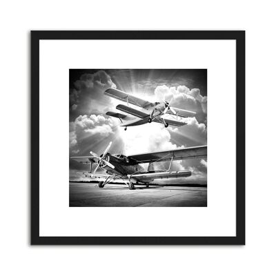 Design-Poster gerahmt: Vintage Airplane 30x30cm, Bild, Wandbild, Wanddekoration