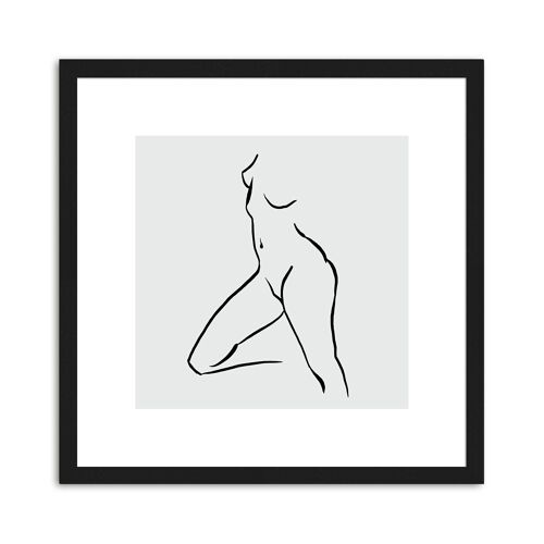 Design-Poster gerahmt: Kneeling Woman 30x30cm, Bild, Wandbild, Wanddekoration