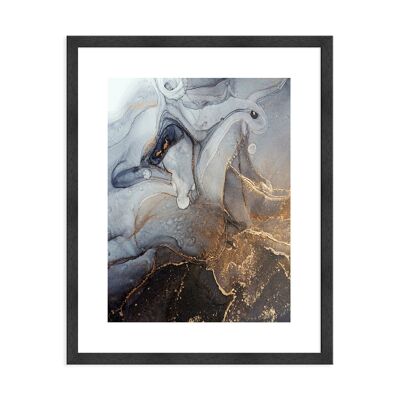 Framed design poster: Blue Liquid Art 41x51cm, picture, mural, wall decoration