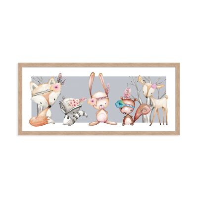 Poster di design con cornice: Little Friends 71x31cm, immagine, murale, decorazione murale