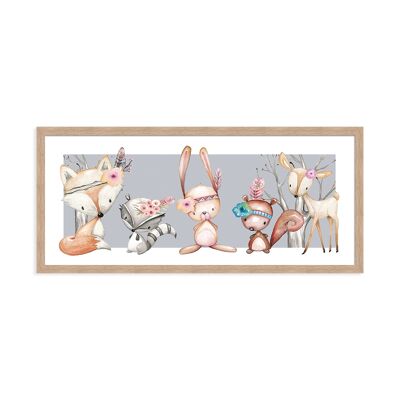 Framed design poster: Little Friends 71x31cm, picture, mural, wall decoration