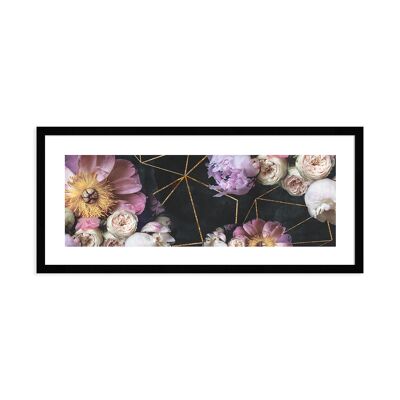 Design-Poster gerahmt: Retro Flowers 71x31cm, Bild, Wandbild, Wanddekoration