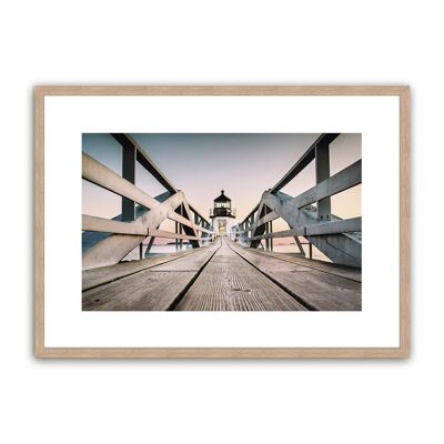 Design-Poster gerahmt: Weg zum Leuchtturm 71x51cm, Bild, Wandbild, Wanddekoration