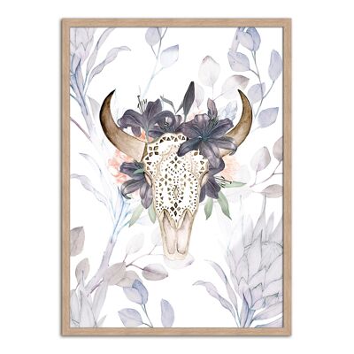 Framed design poster: Bull Head 71x51cm, picture, mural, wall decoration
