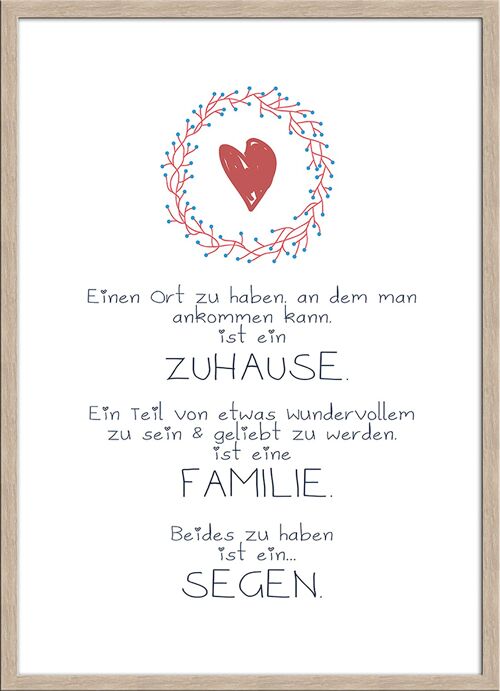 Spruch-Bild gerahmt: Zuhause / Familie / Segen 51x71cm, Bild, Wandbild, Wanddekoration