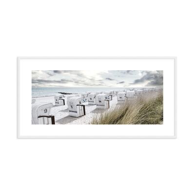 Framed design poster: White Beach 101x51cm, picture, mural, wall decoration