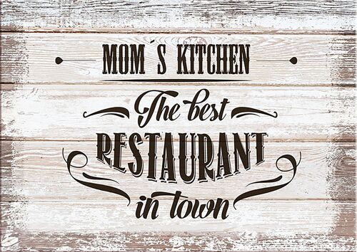 Spruch-Poster auf Holz / Dekopanel: Mom´s kitchen 20x30cm, Bild, Wandbild, Wanddekoration